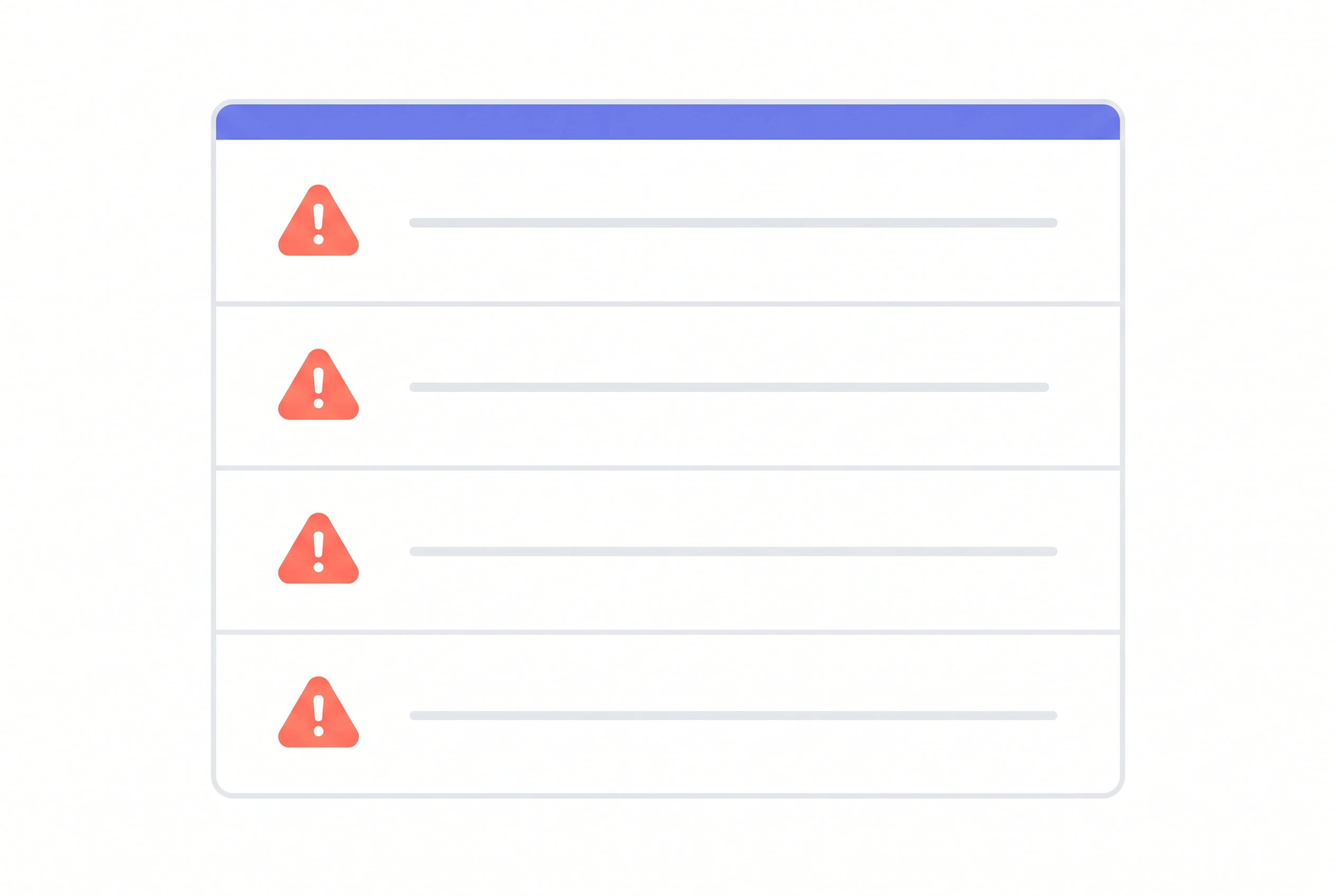 A four-row checklist card, each row flagged with a warning glyph, standing for the four tells of a marine wording